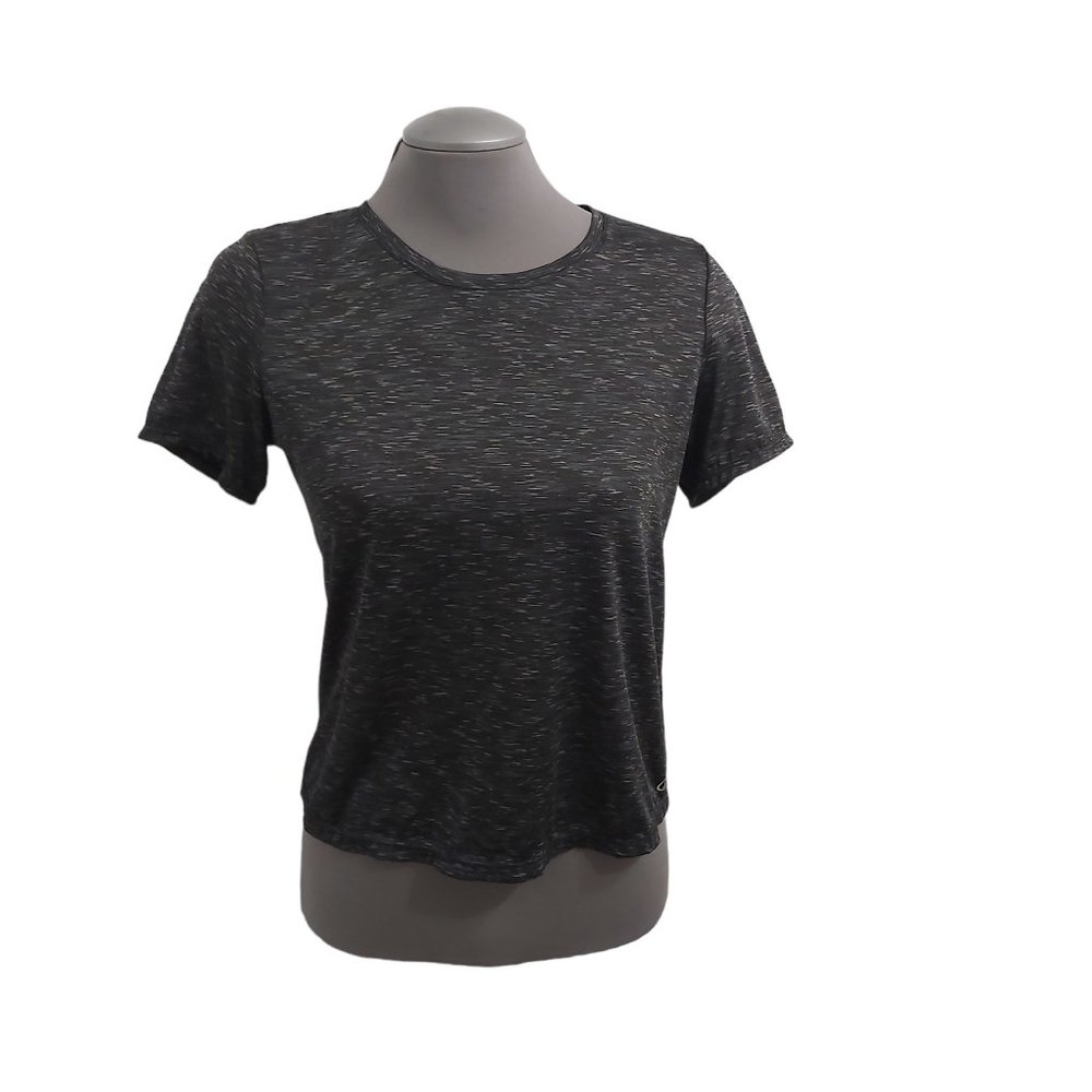 Spalding True to the Game Active Wear Women Size M Medium T-Shirt Top Gray Blue